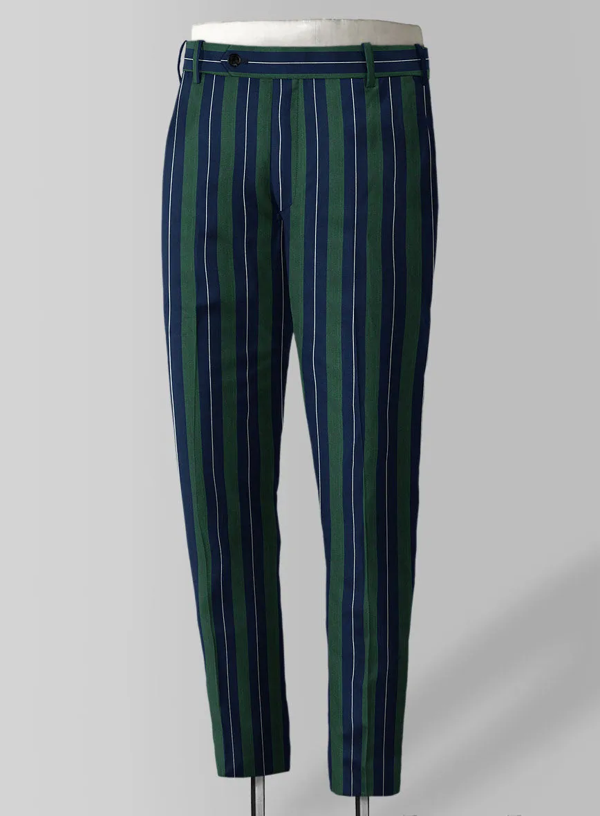 Napolean Izzaro Stripe Green Blue Wool Pants