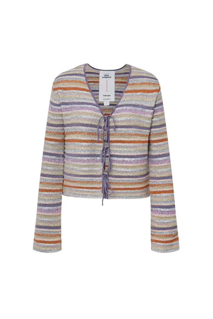 Olivia Striped Tie-Front Knit Cardigan