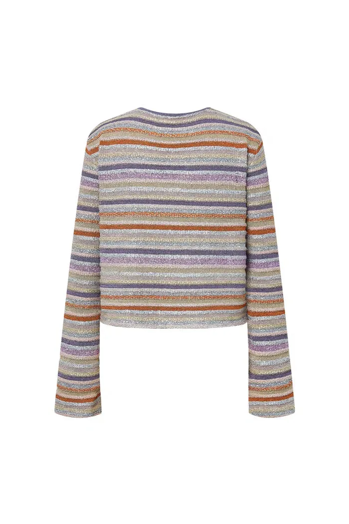 Olivia Striped Tie-Front Knit Cardigan
