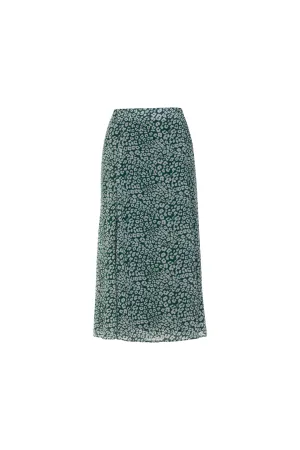 Printed Chiffon Skirt | Green White Spot | 7127AR