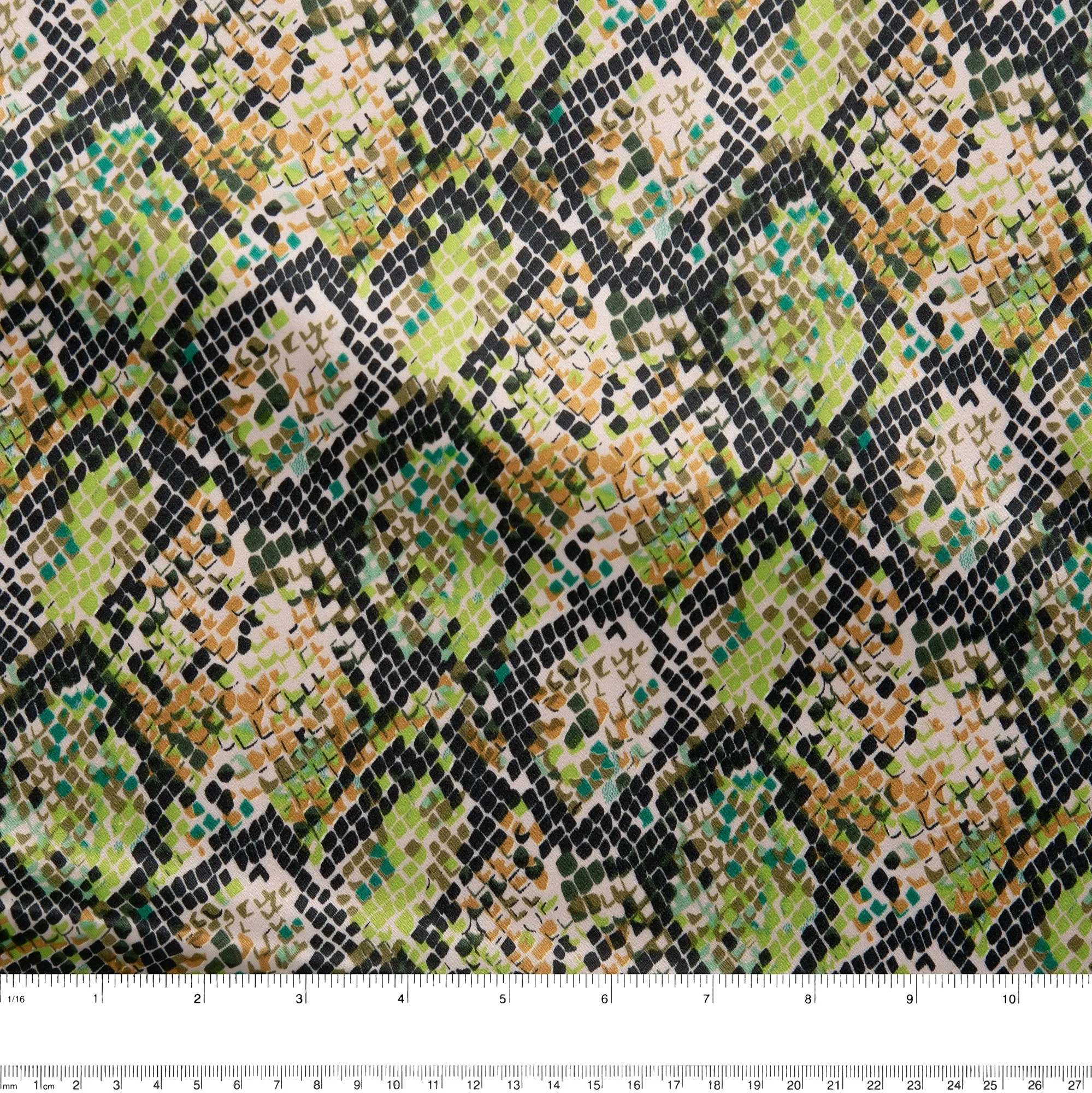 Printed Satin Velvet - CHARLOTTE - Snake - Green