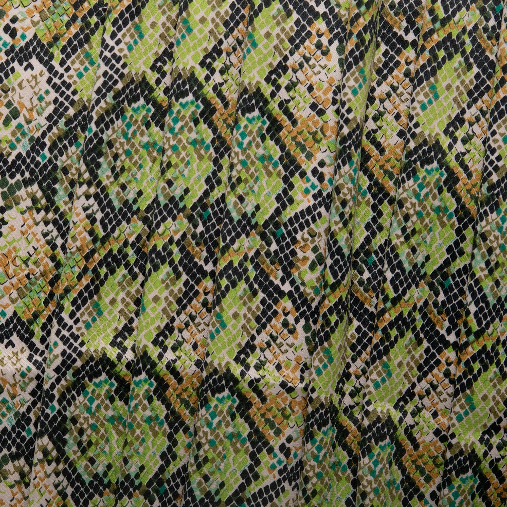 Printed Satin Velvet - CHARLOTTE - Snake - Green