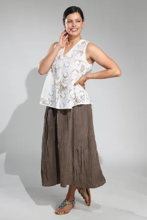 Pull on Satin Crush Skirt | MOCHA | 4642A1