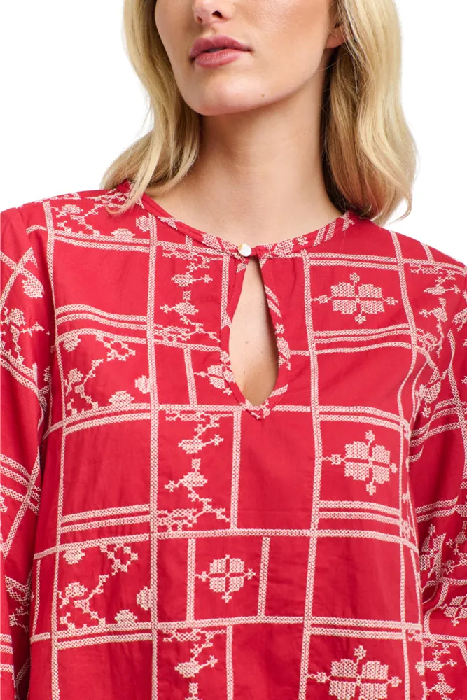 Red Meredith Stitch Top By 365 Days
