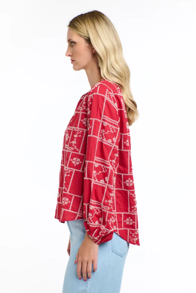 Red Meredith Stitch Top By 365 Days