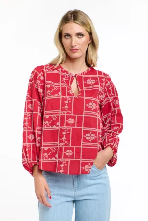 Red Meredith Stitch Top By 365 Days