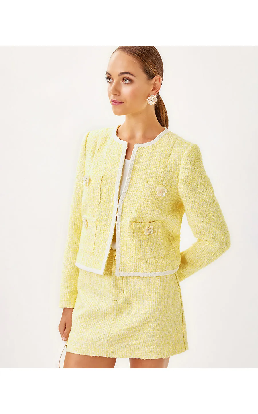 Rohana Boucle Jacket - Finch Yellow - Chic Chick Boucle