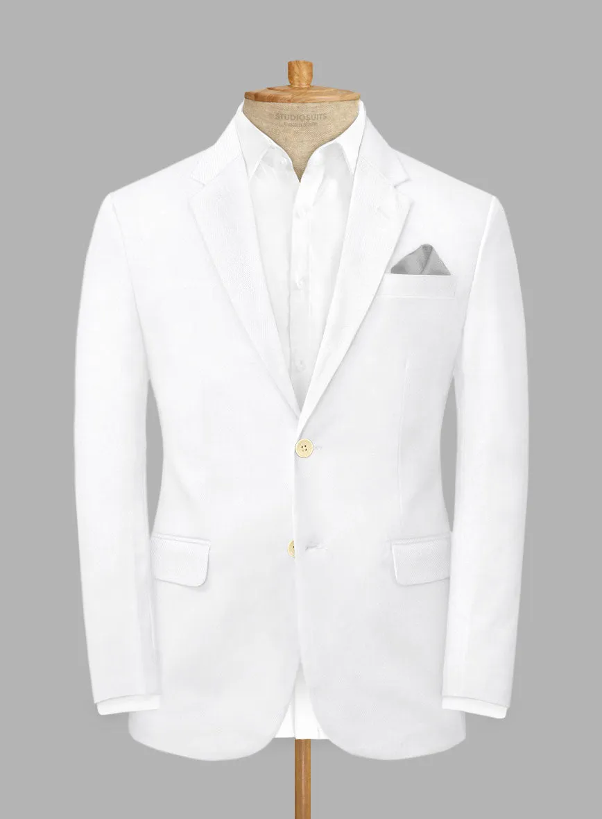 Scabal White Cotton Stretch Suit