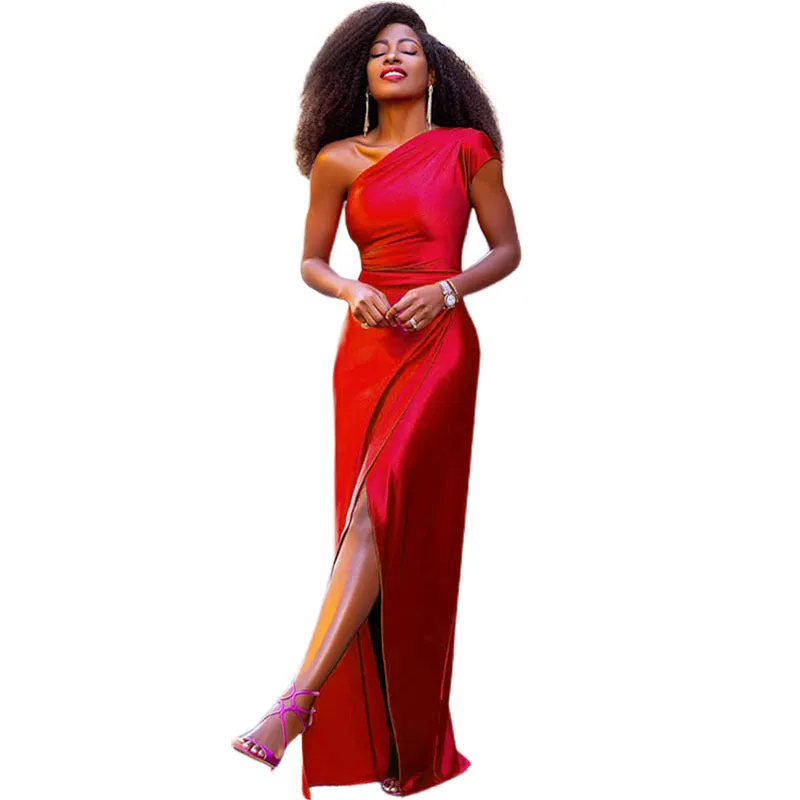 Sensual One-Sleeved Split Gown for Spring/Summer Dress