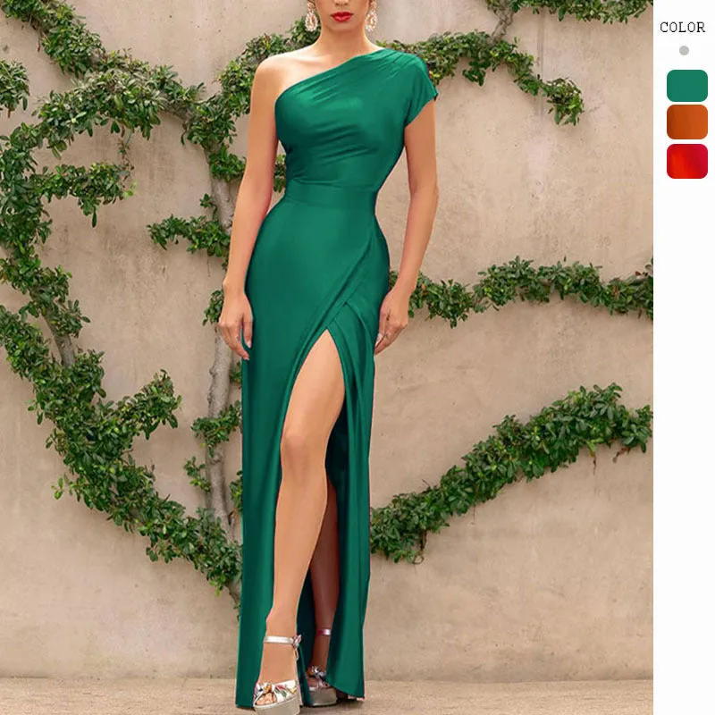 Sensual One-Sleeved Split Gown for Spring/Summer Dress