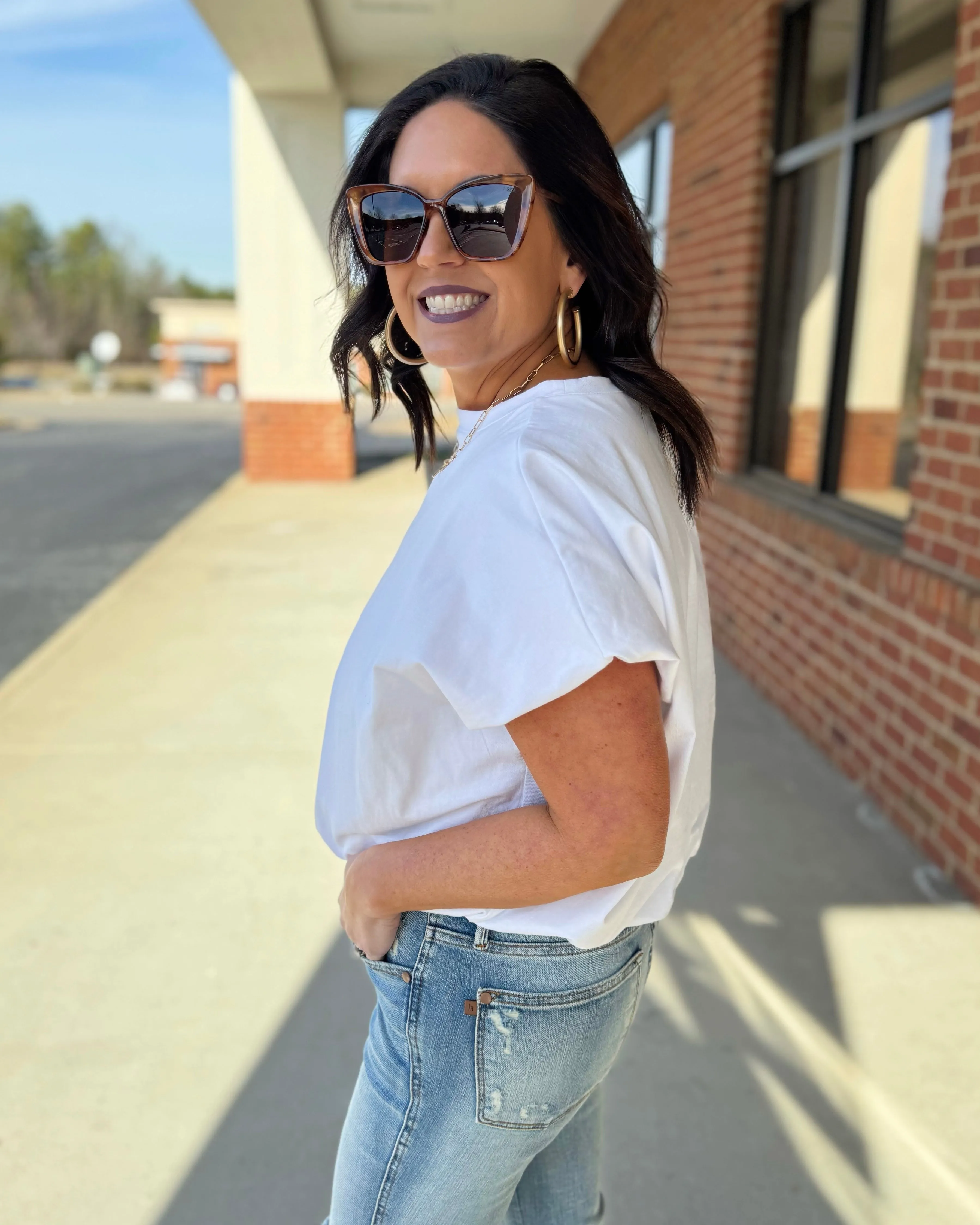 Skye Bubble Hem Top in Off White