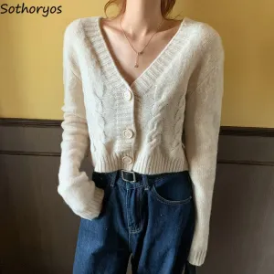 Spring New Women Cardigan Solid Corp Tops All match Leisure Fashion