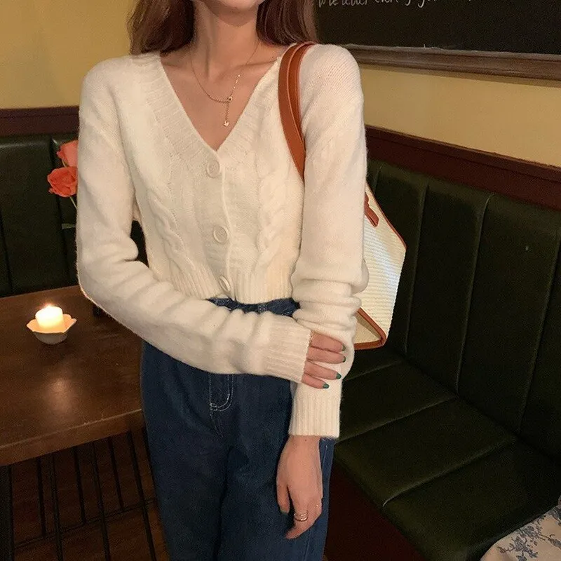 Spring New Women Cardigan Solid Corp Tops All match Leisure Fashion
