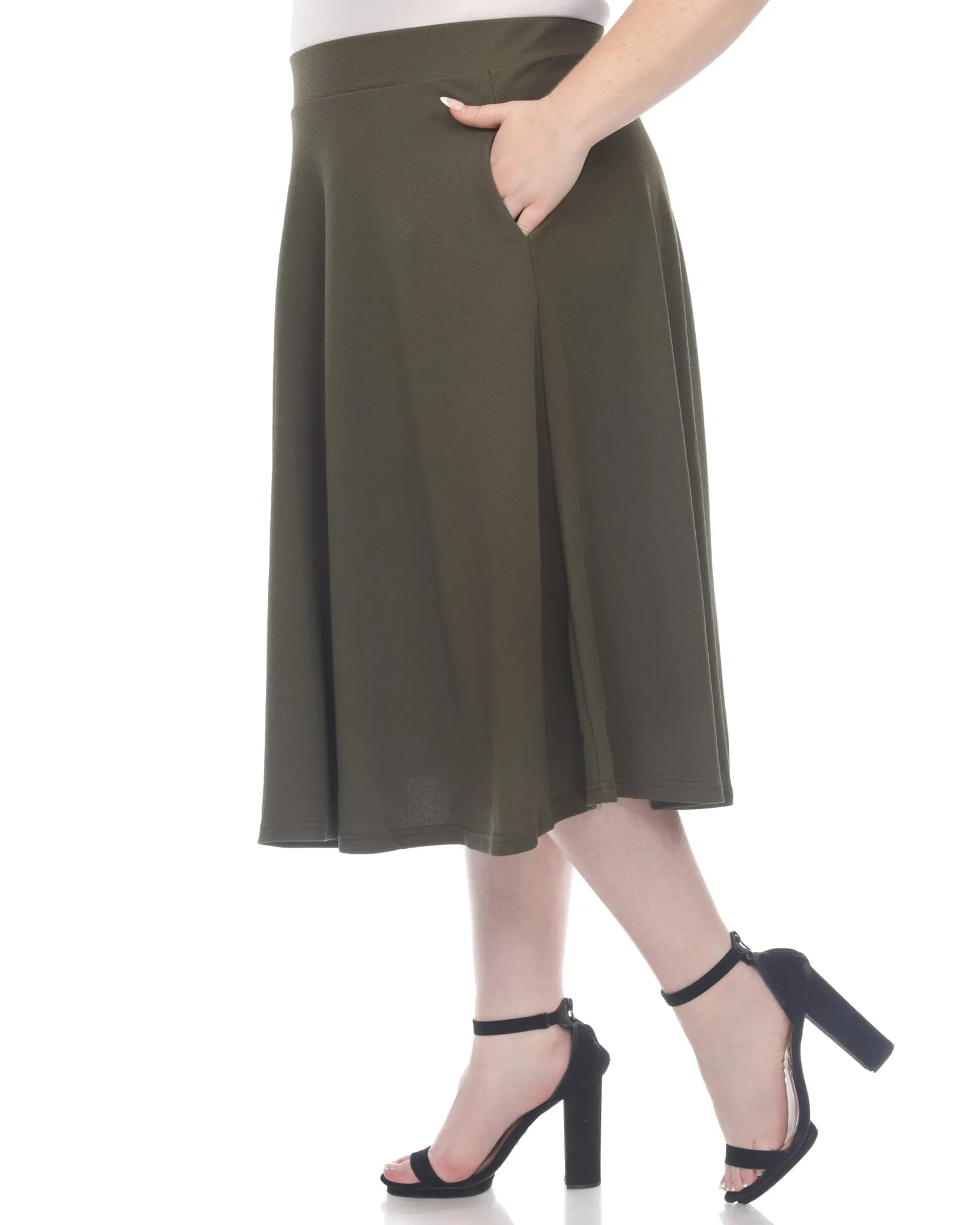 Tasmin Flare Midi Skirt | Olive