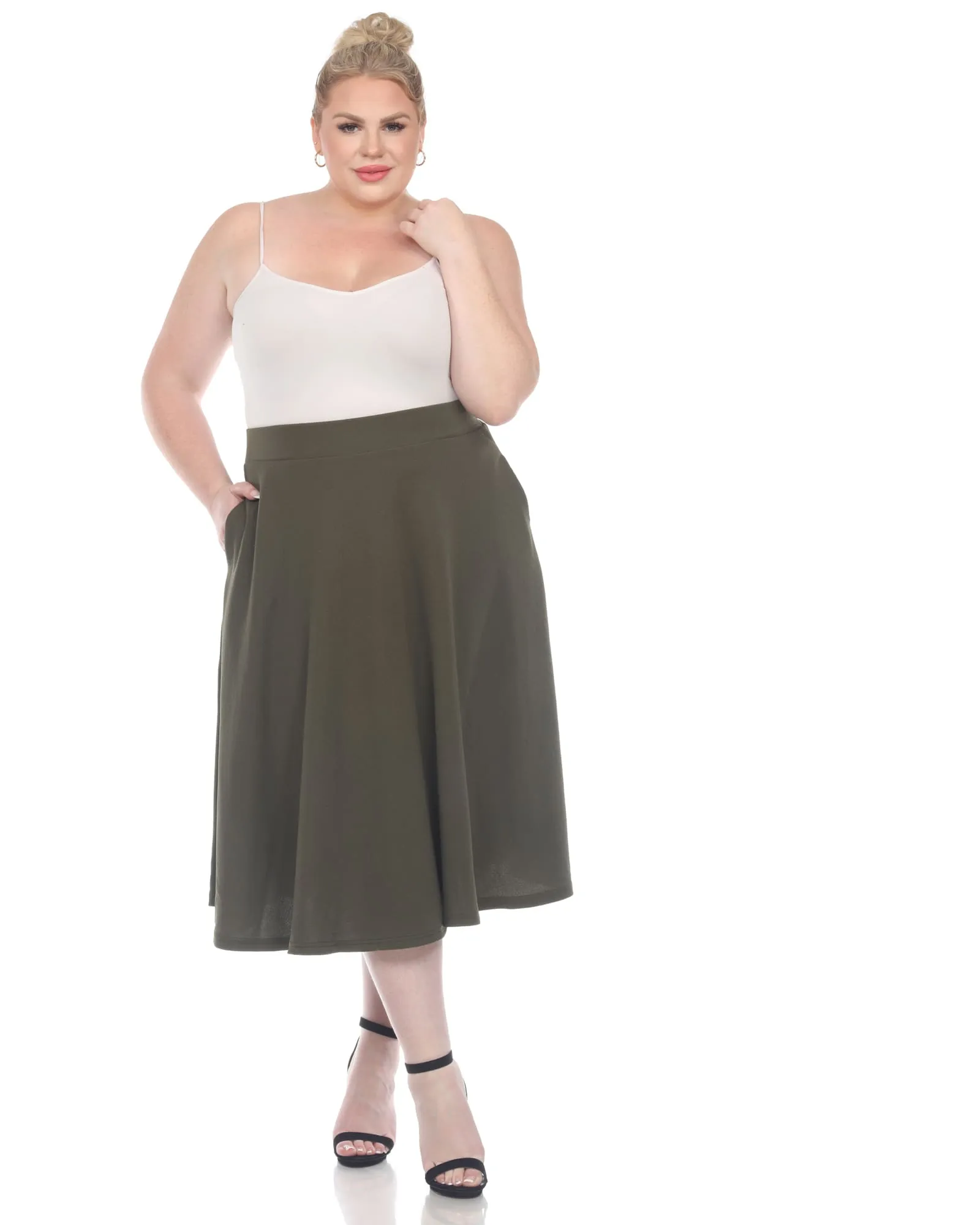 Tasmin Flare Midi Skirt | Olive