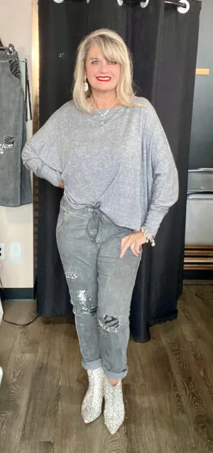 Tie Waist One Size Cuffed Pants