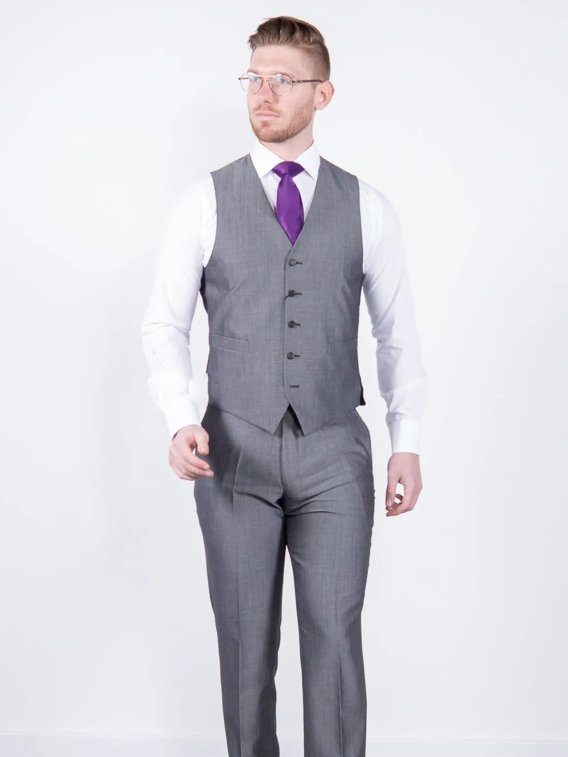 Torre Silver Mohair Suit Waistcoat