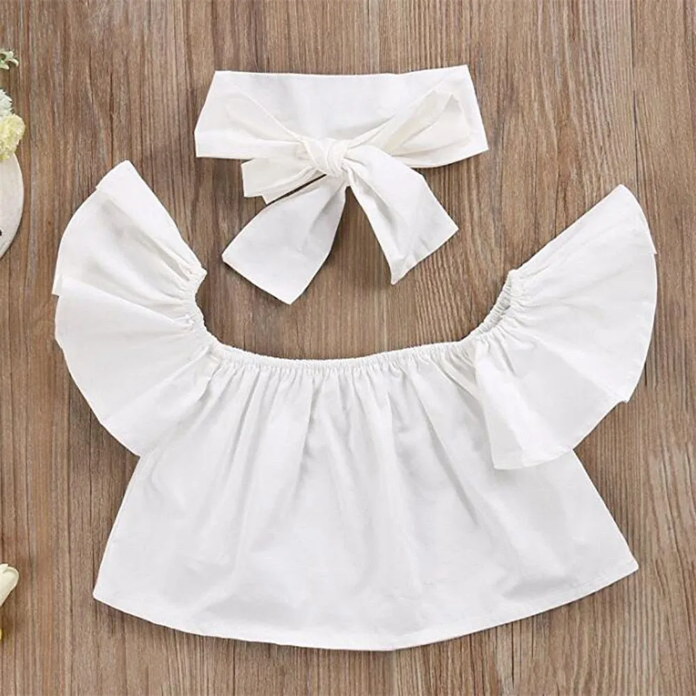 Trendy Off Shoulder Top With Rugged Jeans For Girls