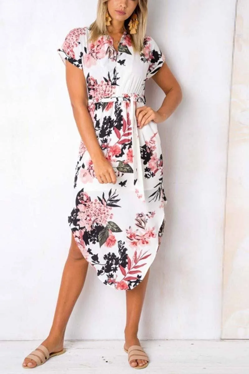 Trendy Printed Asymmetrical Midi Dress(3 colors)