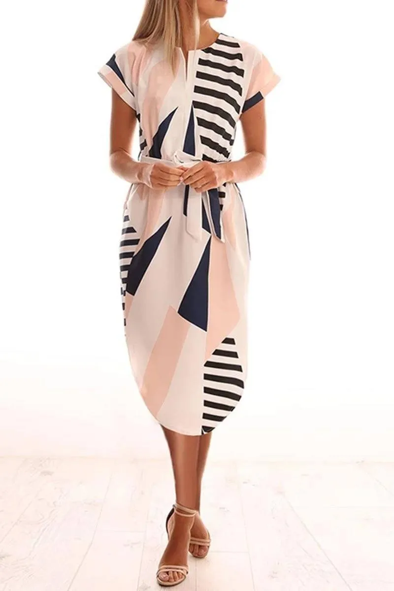 Trendy Printed Asymmetrical Midi Dress(3 colors)