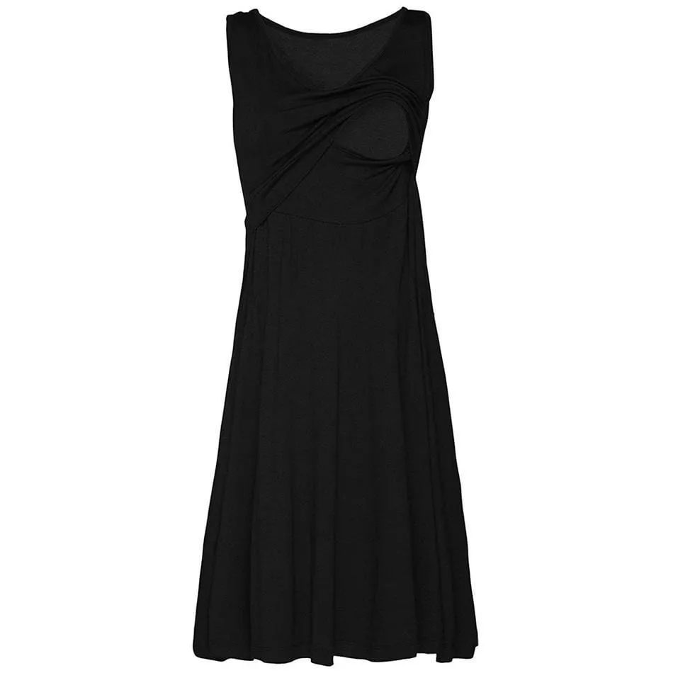 Trendy Solid Flounced Sleeveless Nursing Dress