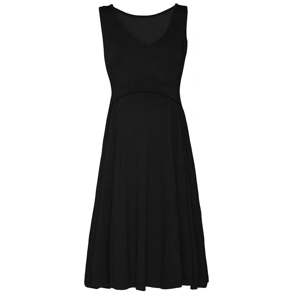 Trendy Solid Flounced Sleeveless Nursing Dress