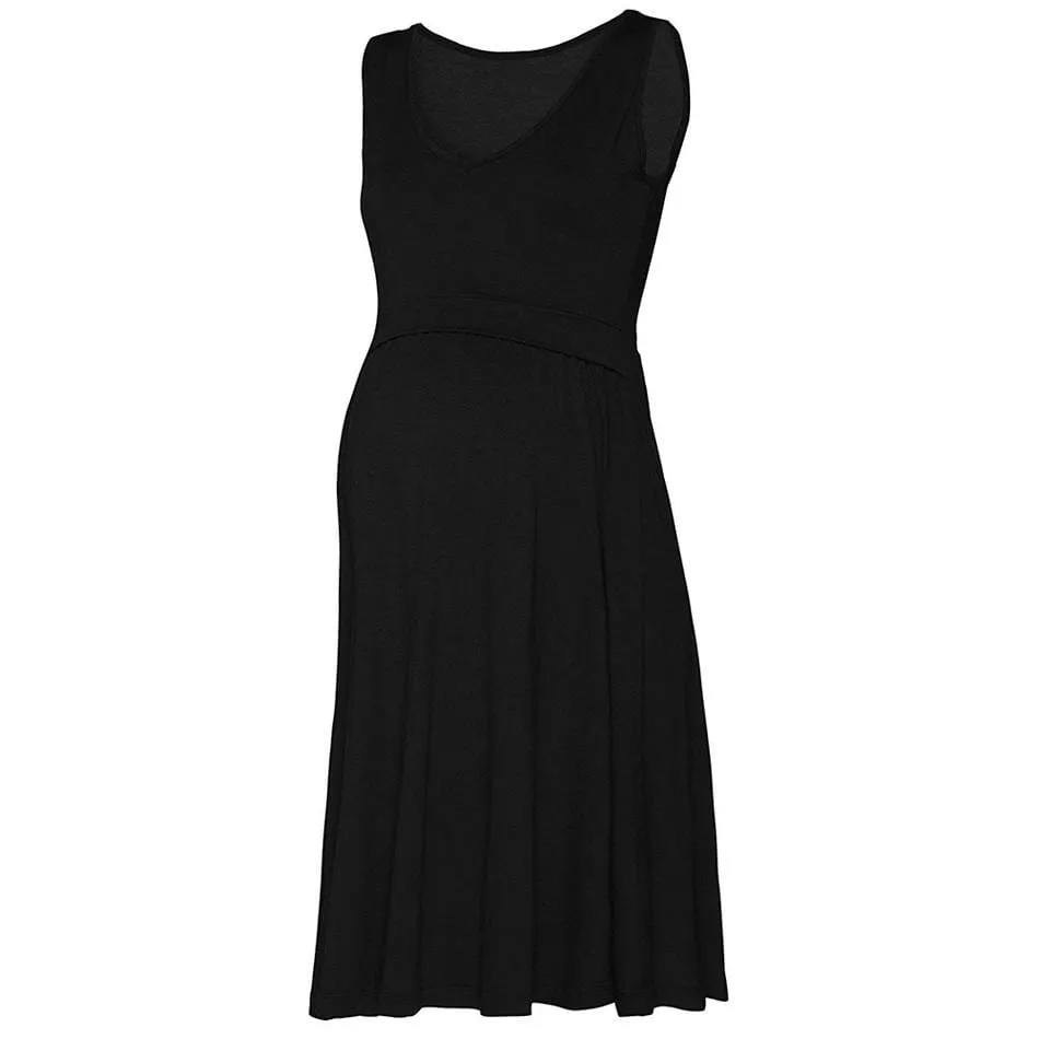 Trendy Solid Flounced Sleeveless Nursing Dress