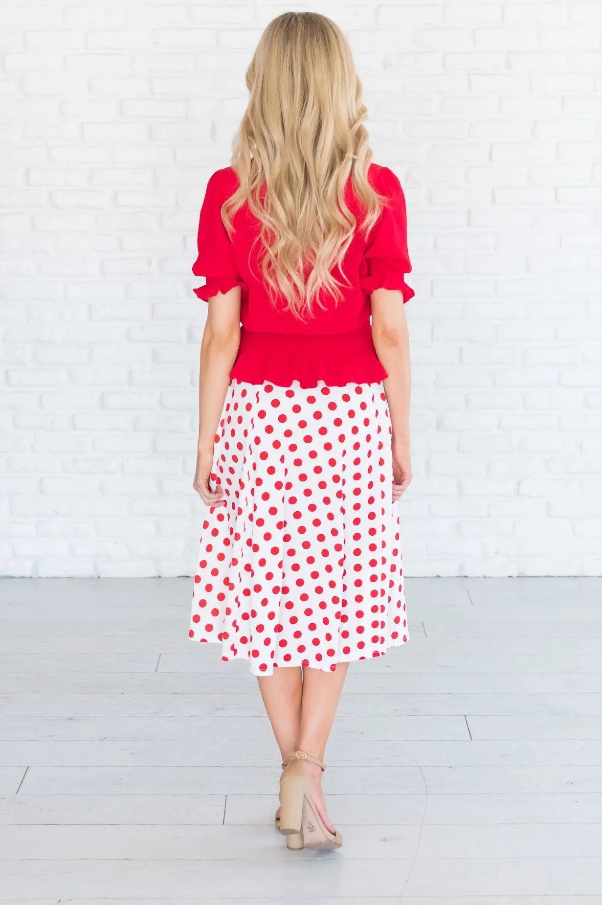 Twirling Dotted Modest Aline Skirt