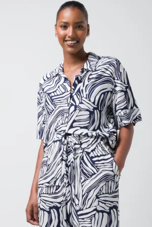 Viscose Resort Shirt Navy Print