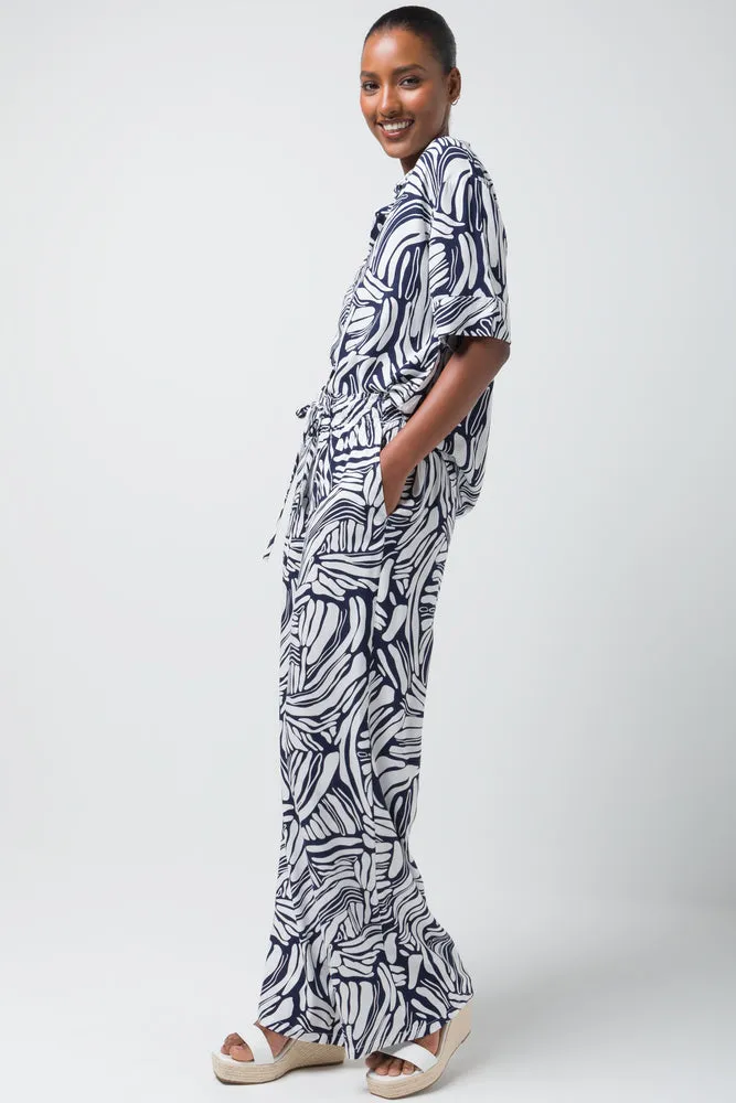 Viscose Resort Shirt Navy Print