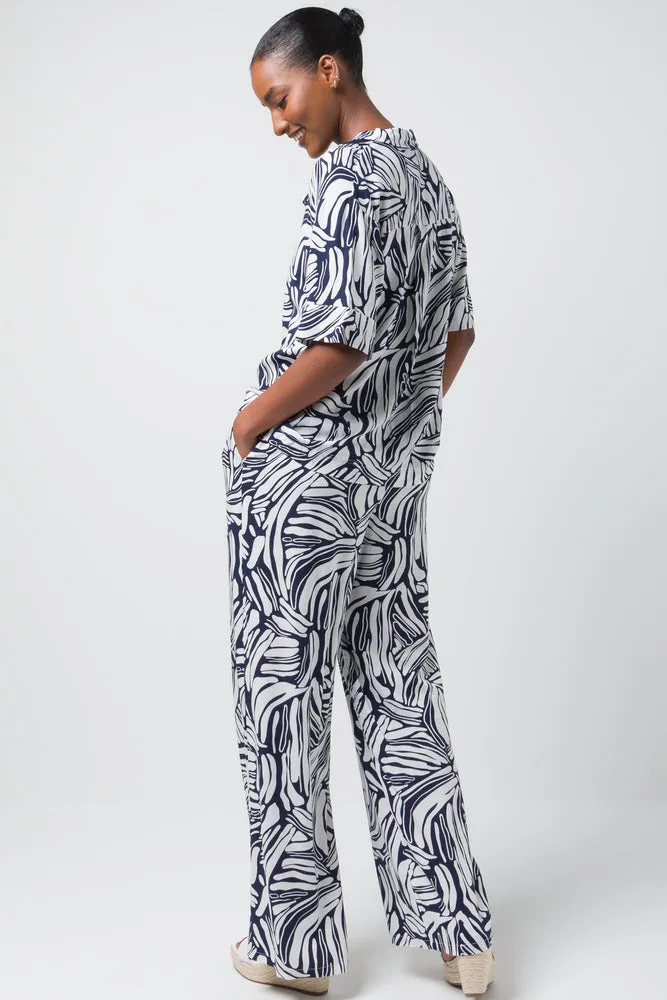 Viscose Resort Shirt Navy Print