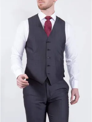 Wedding Special Torre Mohair Tailored Fit Charcoal Suit Waistcoat