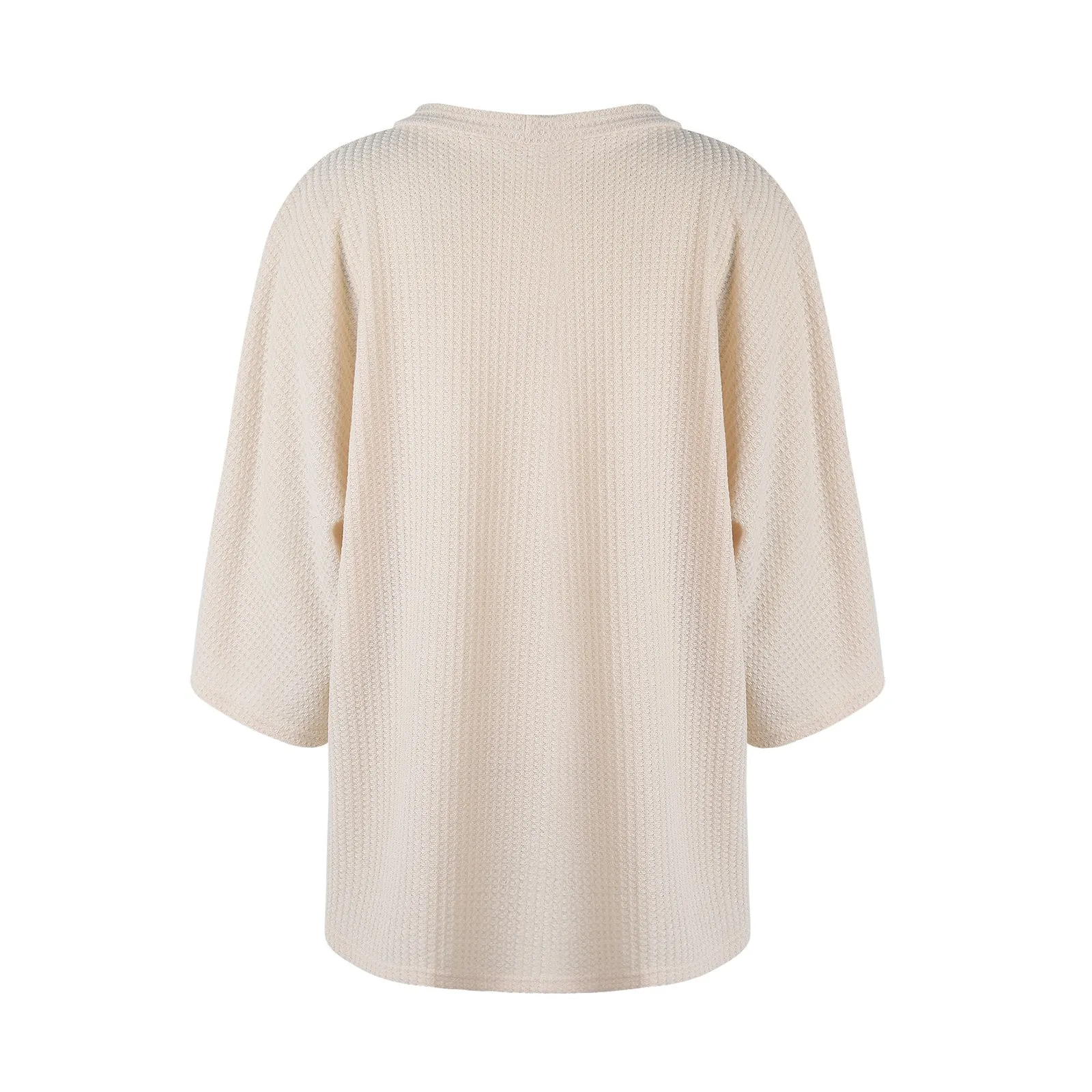 Women Lightweight  Loose Waffle Knit 3/4 Batwing Sleeve Cardigans Sweater