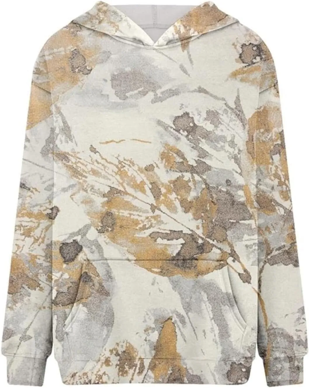 Womens Camo Hoodies Maple Leaf Print Hooded Camo Sweatshirt Oversized Long Sleeve Pullover Sweatshirts for Women