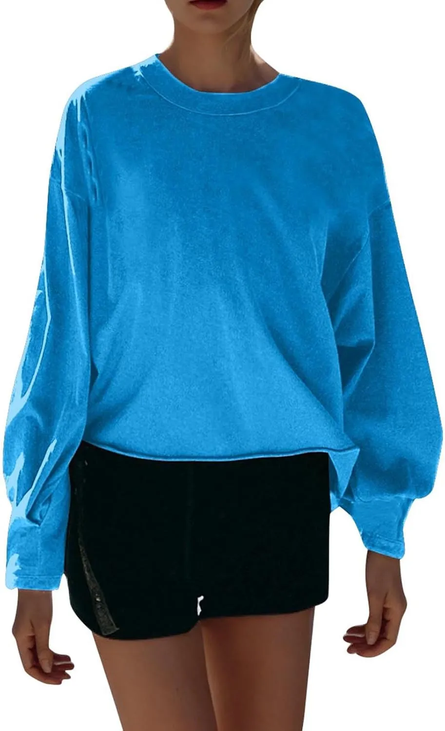 Womens Cropped Sweatshirts 2024 Fall Fashion Clothes Teen Girl Long Sleeve Oversized Crewneck Crop Pullover Tops