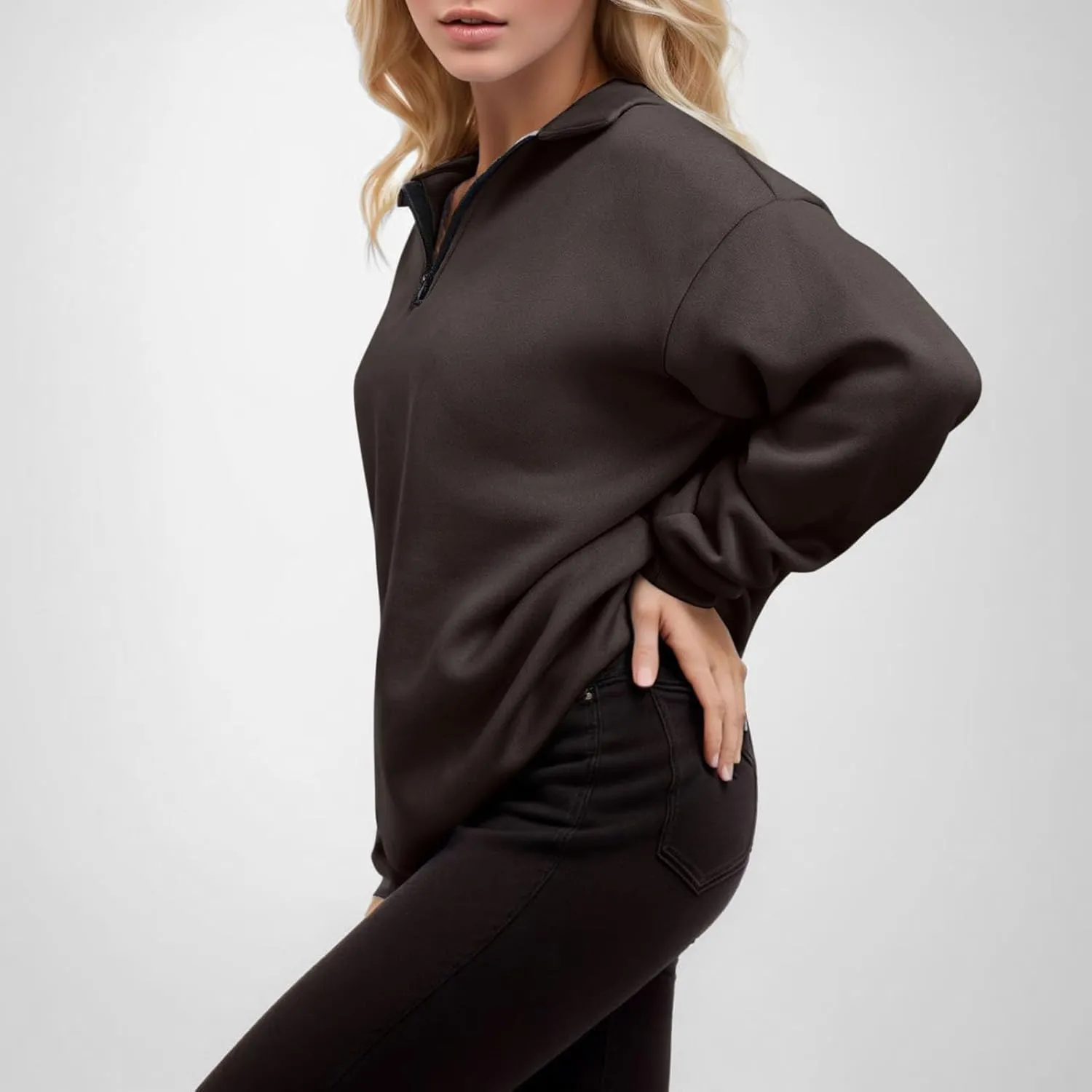 Womens Oversized Sweatshirts Half Zip Pullover Long Sleeve Fall Tops Fashion 2023 Y2k Quarter Zipper Shirt Blouse