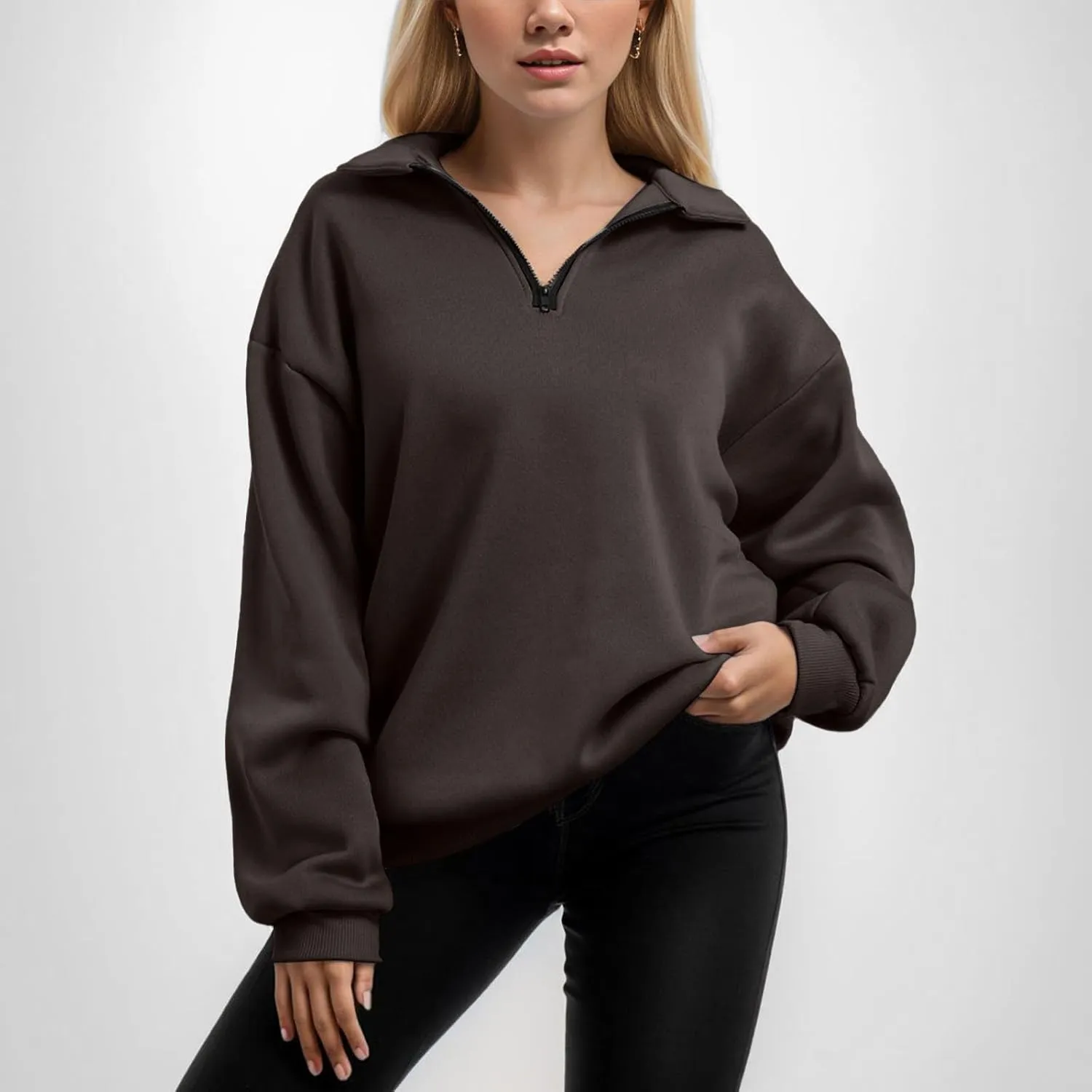 Womens Oversized Sweatshirts Half Zip Pullover Long Sleeve Fall Tops Fashion 2023 Y2k Quarter Zipper Shirt Blouse
