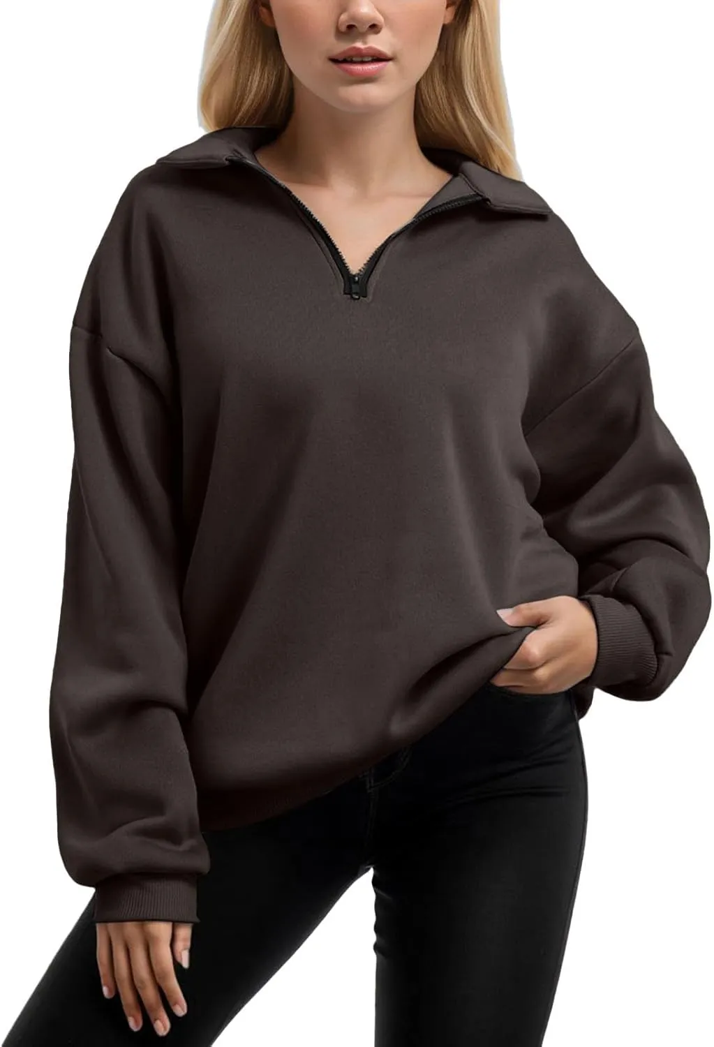Womens Oversized Sweatshirts Half Zip Pullover Long Sleeve Fall Tops Fashion 2023 Y2k Quarter Zipper Shirt Blouse