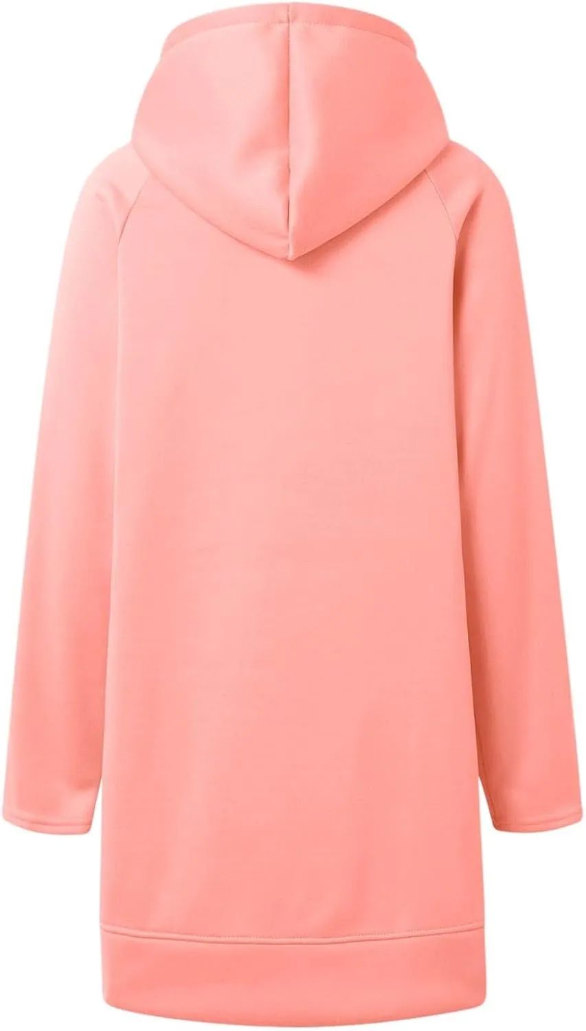 Womens Oversized Sweatshirts Hoodies Casual Long Sleeve Fleece Tops Solid Color Drawstring Pullover Split Soft Outfits
