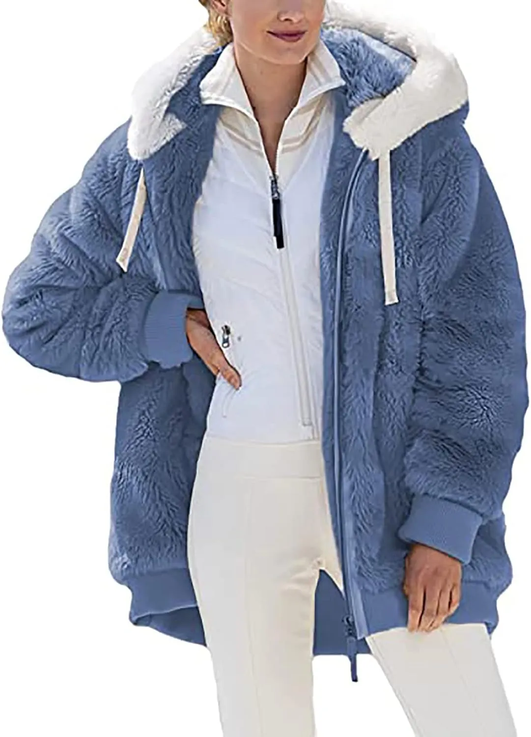 Womens Winter Fleece Jackets Plus Size Coats Oversized Zip Up Hoodies Lightweight Sherpa Jacket Warm Overcoats