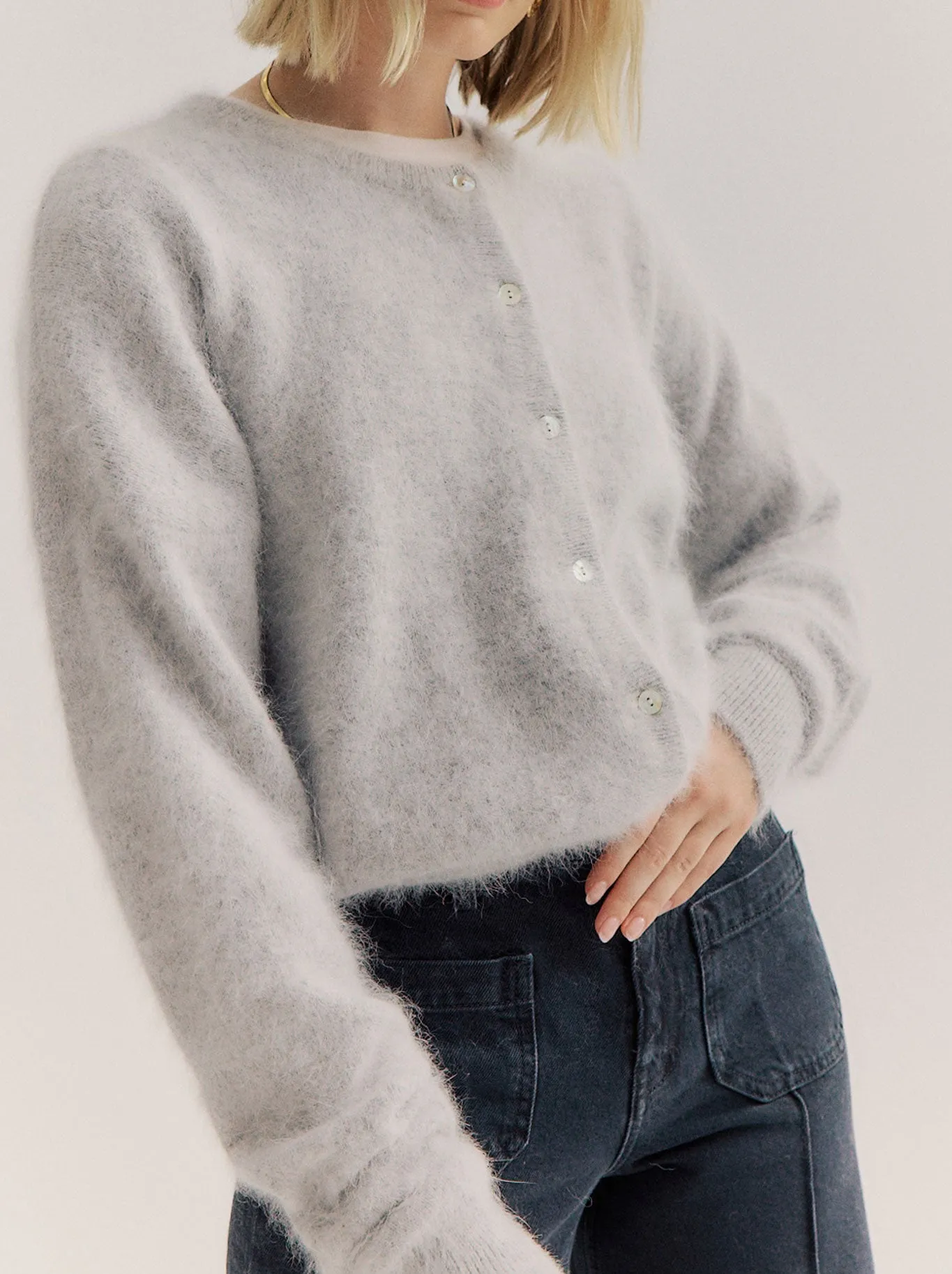 WORLD OF NOMADS FRANKIE CREW NECK CASHMERE CARDIGAN