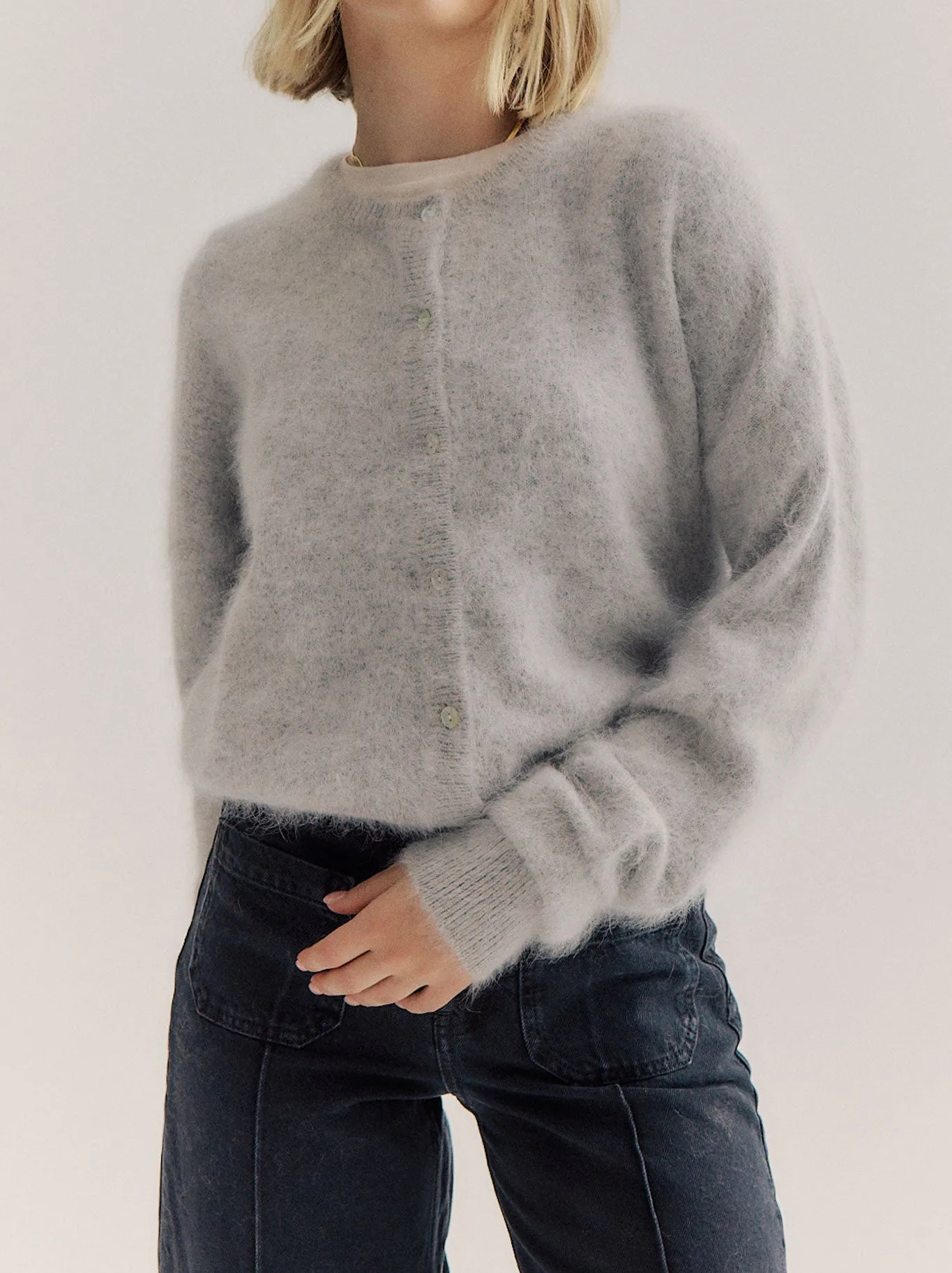 WORLD OF NOMADS FRANKIE CREW NECK CASHMERE CARDIGAN