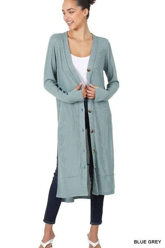ZENANA Ribbed Long Cardigan