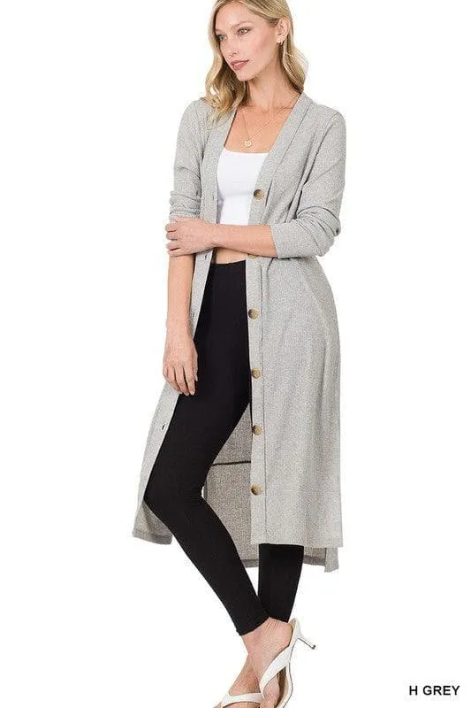 ZENANA Ribbed Long Cardigan